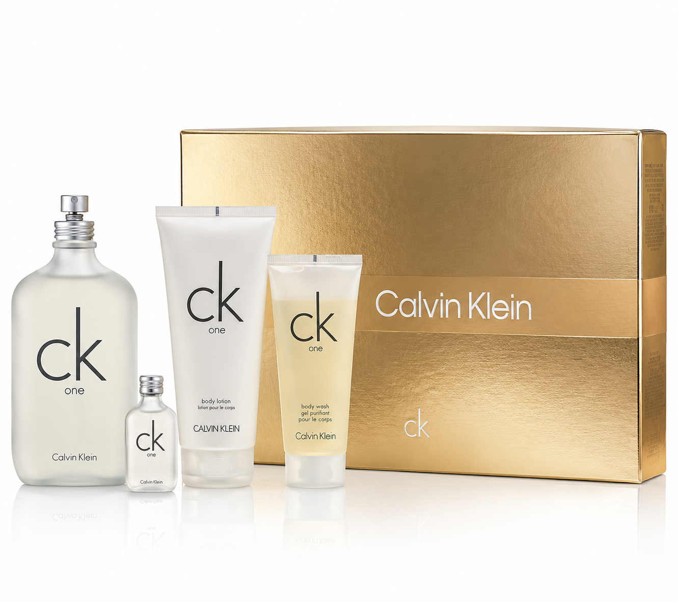 Calvin Klein beauty product set including bottles