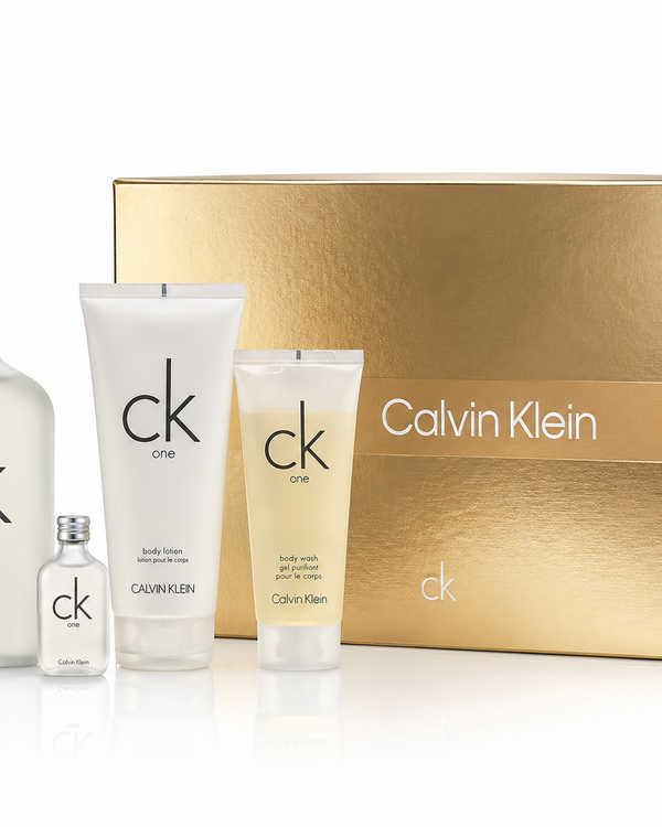 Calvin Klein beauty product set including bottles