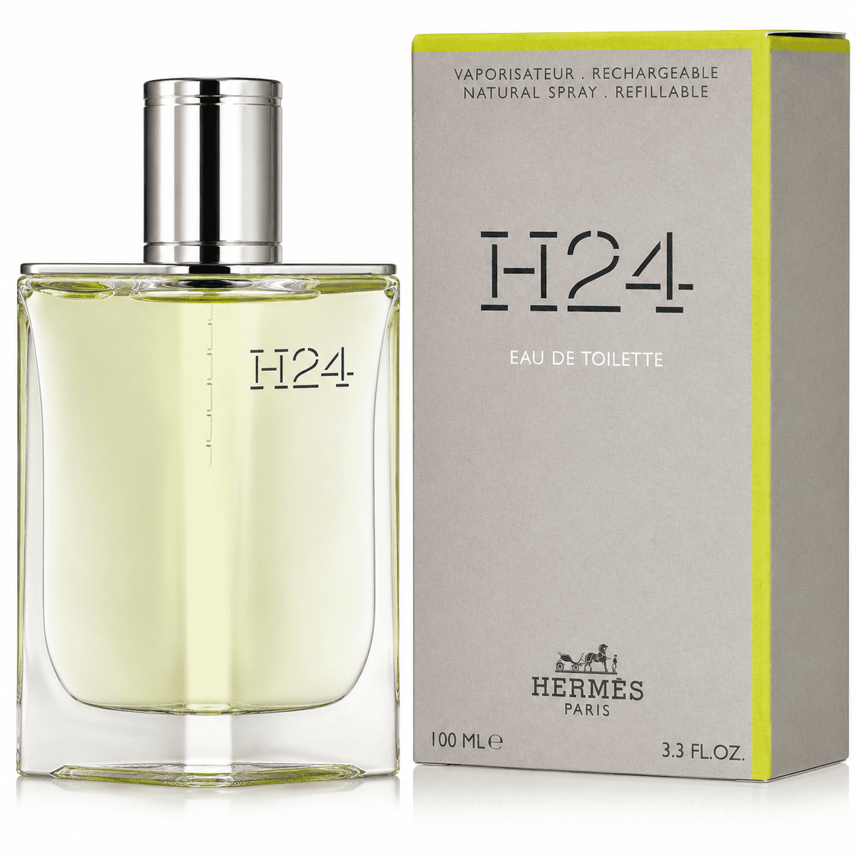 Hermès H24 Eau de Toilette Refillable Spray for Men 3.3 Oz