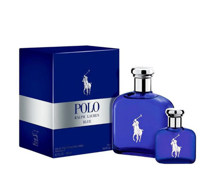 Polo Blue by Ralph Lauren Men’s Gift Set – Eau de Toilette 4.2 Oz + Travel Spray 0.5 Oz