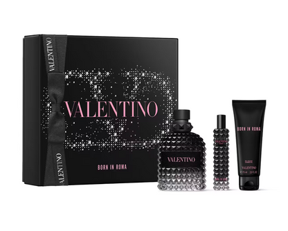 Valentino Uomo Born In Roma 3 Pcs Gift Set for Men – 3.4 EDT + 0.5 EDT + 2.5 Shower Gel