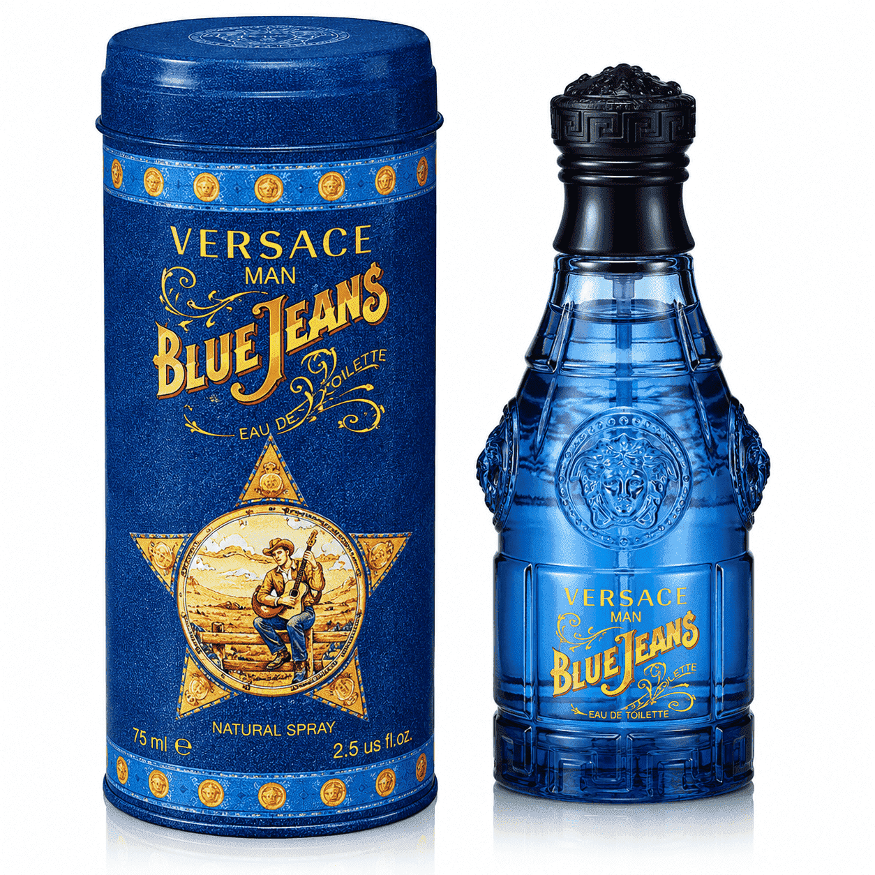 Versace Blue Jeans Eau de Toilette Spray for Men 2.5 Oz / 75ml – Citrus Woody Fragrance